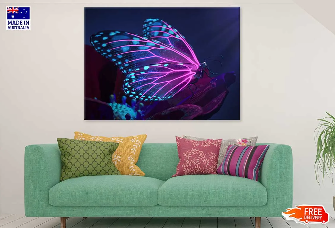 Neon Purple Butterfly Digital Art Print 100% Australian Made - Image 2