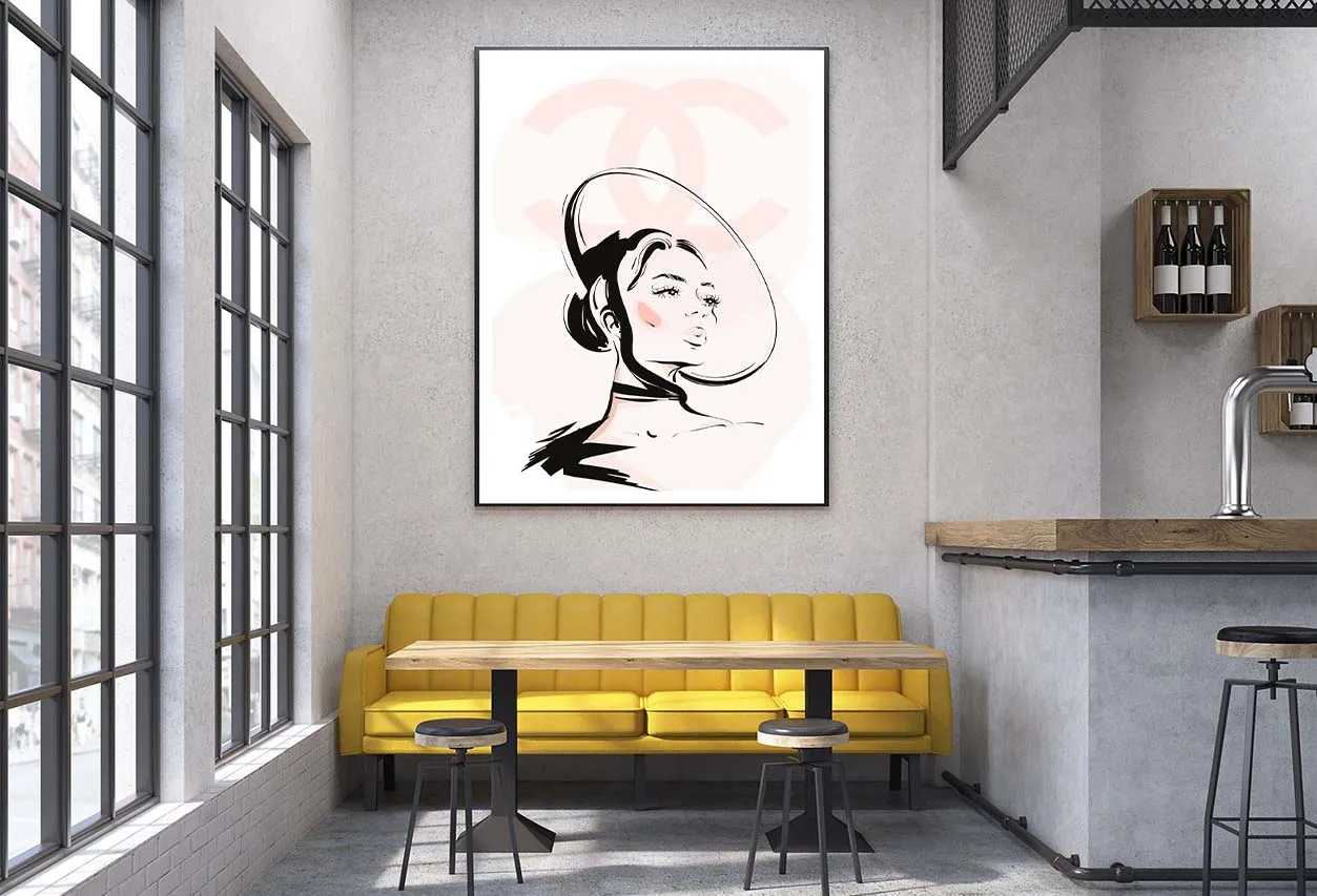 Stylish Black Peach Colored Girl Art Design Home Decor Premium Quality Poster Print Choose Your Sizes