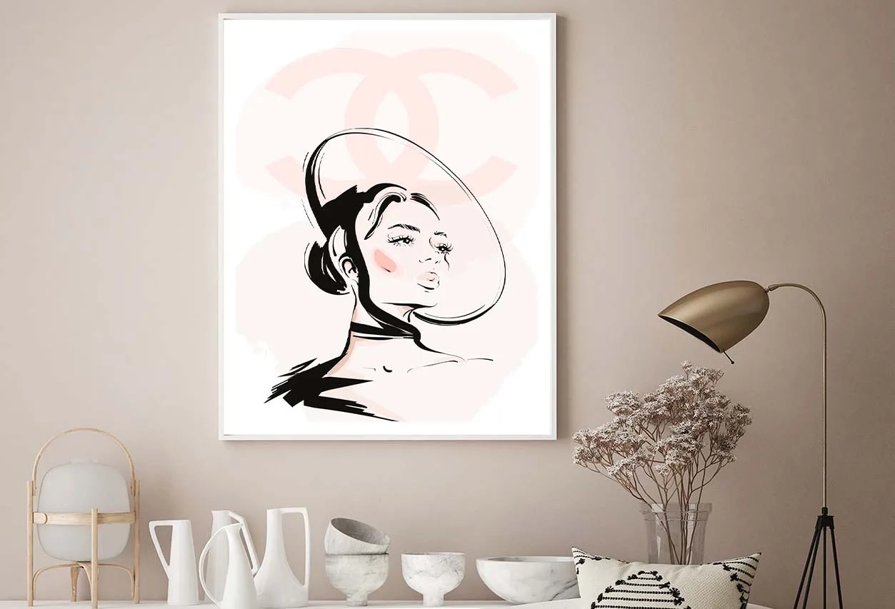 Stylish Black Peach Colored Girl Art Design Home Decor Premium Quality Poster Print Choose Your Sizes - Image 2