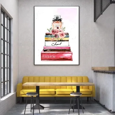 Orange Perfume On Book set Design Home Decor Premium Quality Poster Print Choose Your Sizes