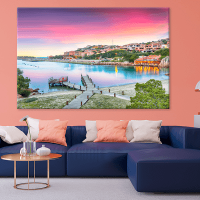 City & Sea Cloudy Sky View Print 100% Australian Made