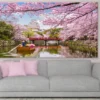 Canal Between Cherry Blossom Trees Japan Landscape Print 100% Australian Made