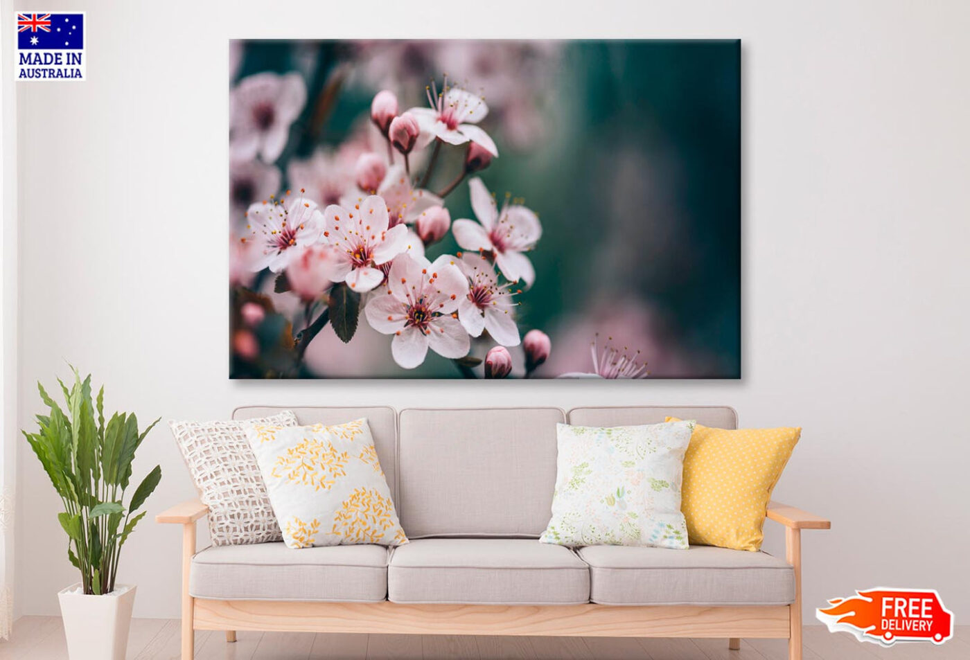 Closeup Of Spring Blossom Flower Wall Art Decor 100% Australian Made - Image 2