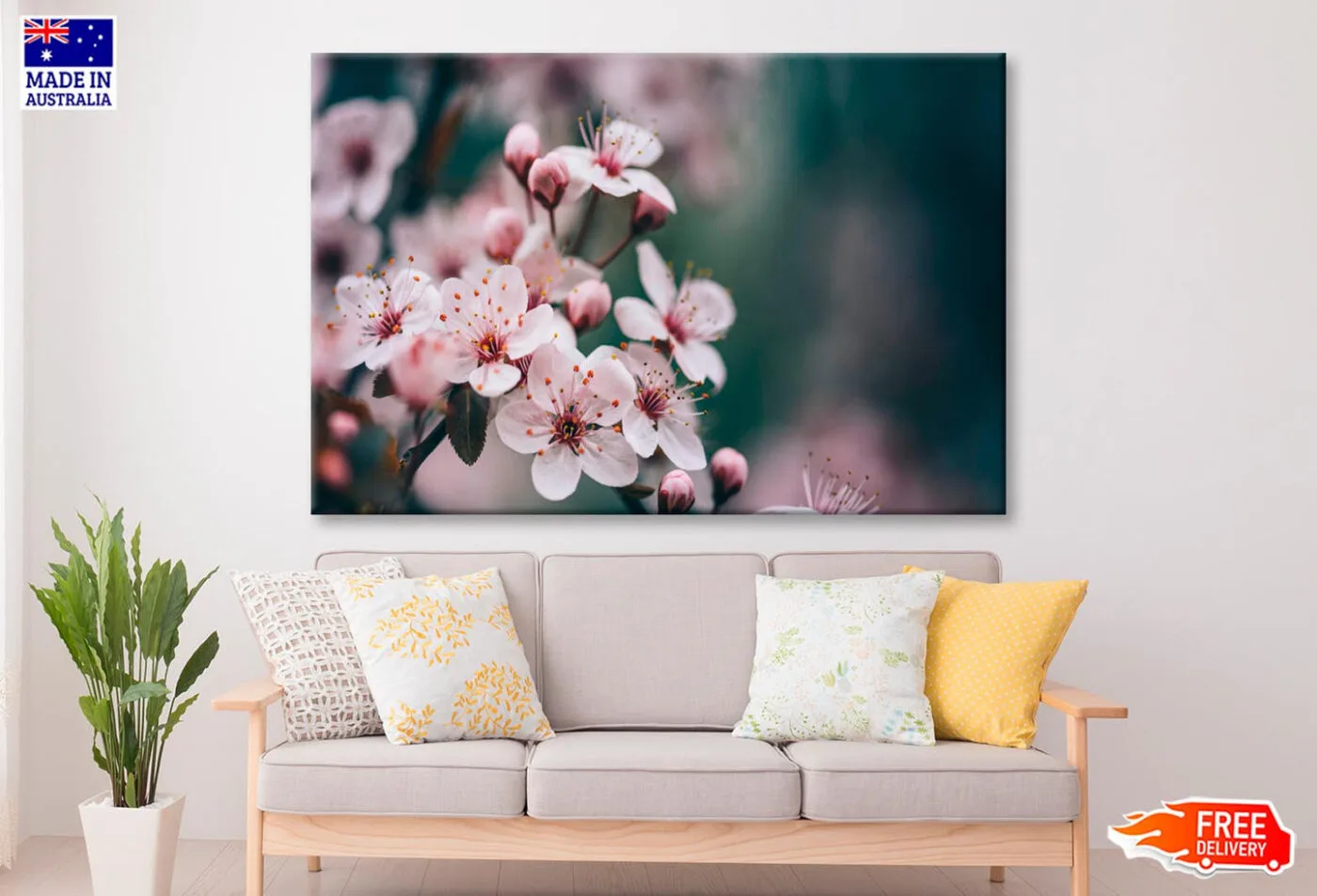 Closeup Of Spring Blossom Flower Wall Art Decor 100% Australian Made - Image 2