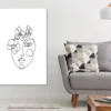 Flowees With Woman Face B&W Line Art Design Print 100% Australian Made