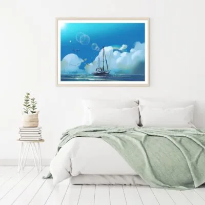 Boat on Sea Oil Painting Home Decor Premium Quality Poster Print Choose Your Sizes