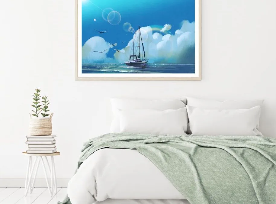 Boat on Sea Oil Painting Home Decor Premium Quality Poster Print Choose Your Sizes