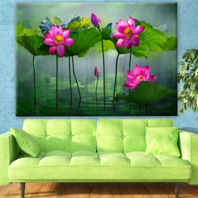 Lotus Flowers on Lake Photograph Print 100% Australian Made