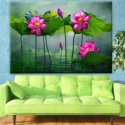 Lotus Flowers on Lake Photograph Print 100% Australian Made