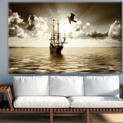 Vintage Ship Sailing on Beach Photograph Print 100% Australian Made
