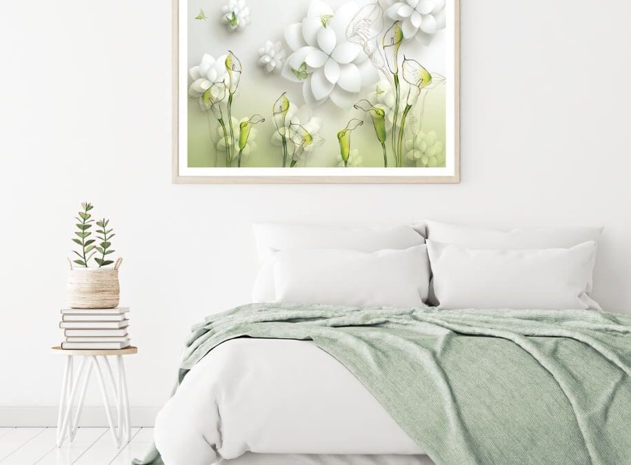 White & Green Floral Design Home Decor Premium Quality Poster Print Choose Your Sizes