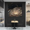 Square Canvas Golden Abstract Floral Design High Quality Print 100% Australian Made