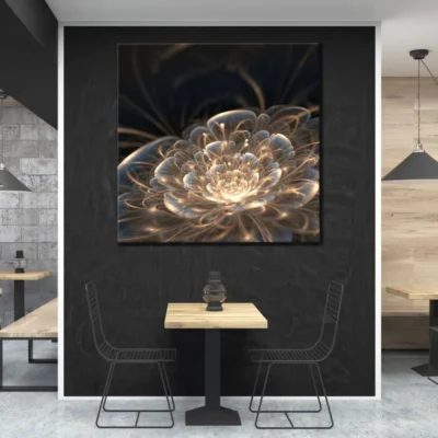 Square Canvas Golden Abstract Floral Design High Quality Print 100% Australian Made