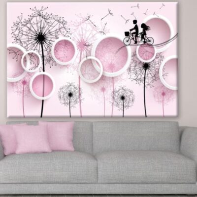 Dandelion Flowers & 3D Circles Design Print 100% Australian Made