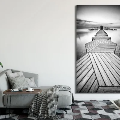 Black and White Pier Portrait Design Print 100% Australian Made