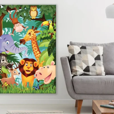 Animals Kids Colorful Vector Art Print 100% Australian Made