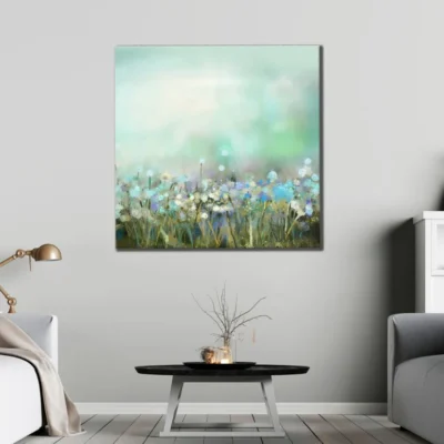 Square Canvas Blue & White Flowers Painting High Quality Print 100% Australian Made