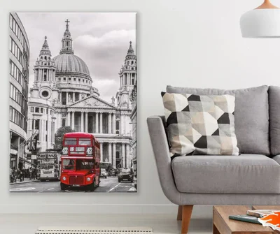 Red Bus in Street Photograph Print 100% Australian Made