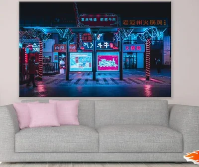 Japan Colorful Shops Night Photograph Print 100% Australian Made