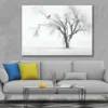 Red Bird Forest trees Modern Canvas Painting Print Picture