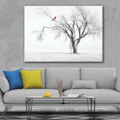 Red Bird Forest trees Modern Canvas Painting Print Picture