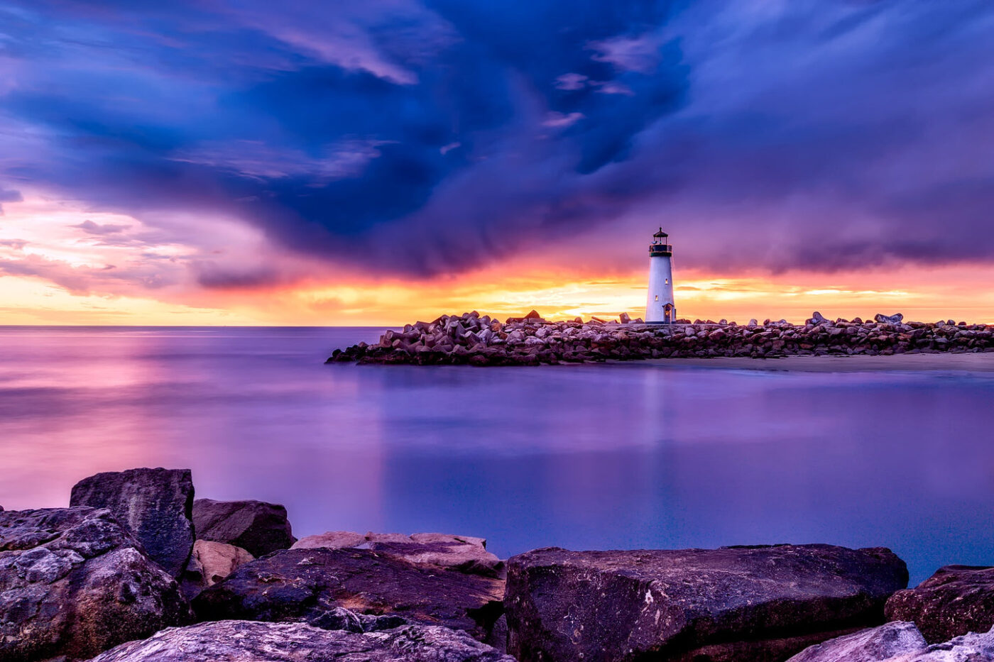 Sea & Lighthouse with Colorful Sky View Photograph Print 100% Australian Made - Image 2