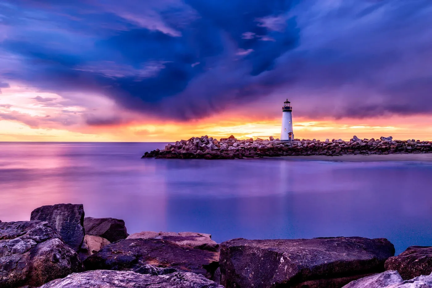 Sea & Lighthouse with Colorful Sky View Photograph Print 100% Australian Made - Image 2