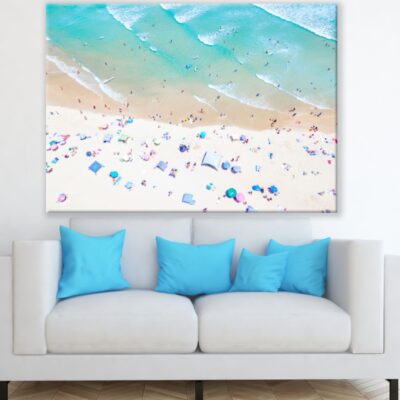 People in Beach Aerial View Photograph Print 100% Australian Made