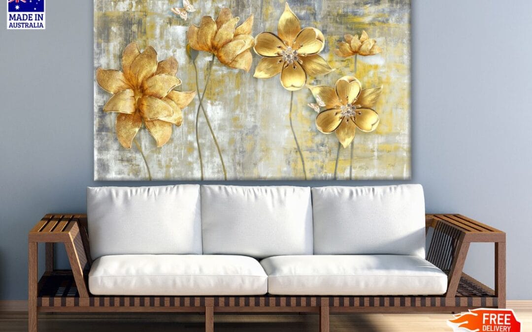 Gold Floral Abstract Design Print 100% Australian Made