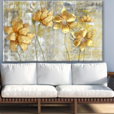 Gold Floral Abstract Design Print 100% Australian Made