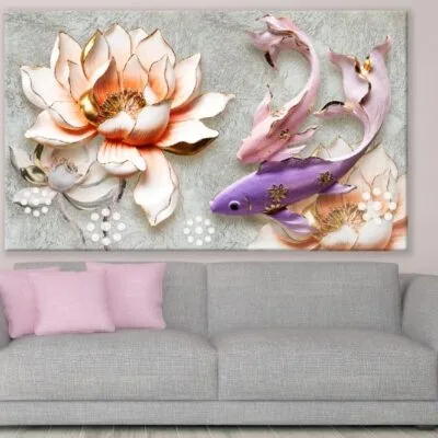 Fish & Flowers 3D Design Print 100% Australian Made