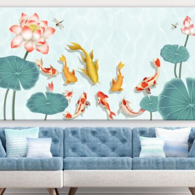 Fish in Pond Vector Design Print 100% Australian Made