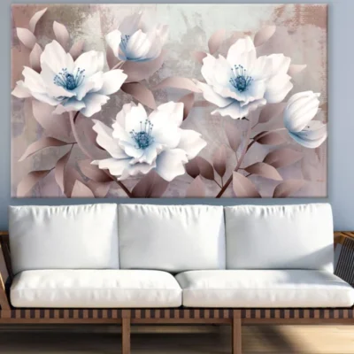 White Flowers 3D Design Print 100% Australian Made