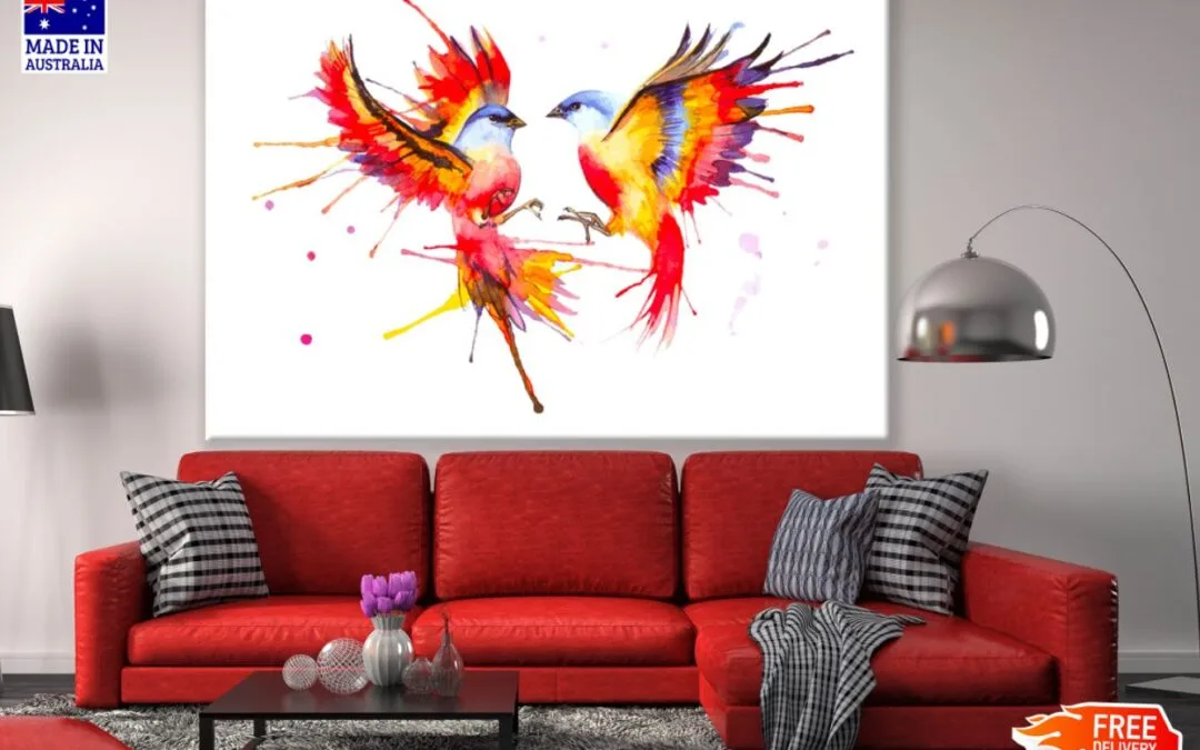Colorful Birds Watercolor Paint Print 100% Australian Made