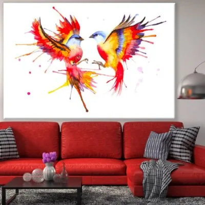 Colorful Birds Watercolor Paint Print 100% Australian Made