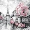Romantic Paris Street Eiffel Tower & Flower Trees Painting Print 100% Australian Made - Image 2