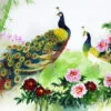 Peacocks & Flower Garden Painting Print 100% Australian Made - Image 2