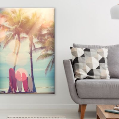 Surf Boards & Palm Trees Near Sea Photograph Print 100% Australian Made