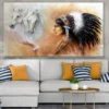 Native Headdress Girl & White Horses Painting Print 100% Australian Made