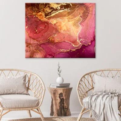 Pink Red & Gold Abstract Design Print 100% Australian Made