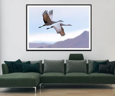Flying Cranes Mountain Sky View Home Decor Premium Quality Poster Print Choose Your Sizes