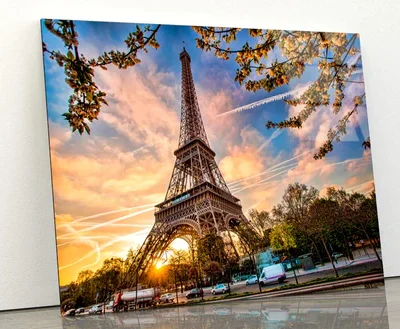 Eiffel Tower Against Sunrise in Paris, France Acrylic Glass Print Tempered Glass Wall Art 100% Made in Australia Ready to Hang