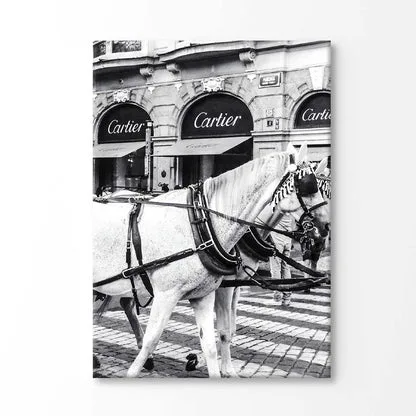 Bella Home Black And White Horse with Fashion Store Print Canvas Ready to hang - Image 4
