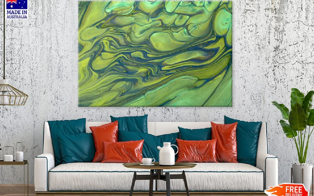 Green & Blue Fluid Abstract Design Print 100% Australian Made