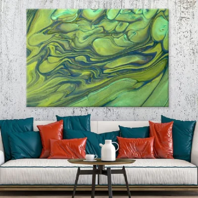 Green & Blue Fluid Abstract Design Print 100% Australian Made