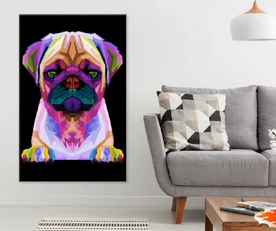 Colorful Pug Dog Face Abstract Design Print 100% Australian Made