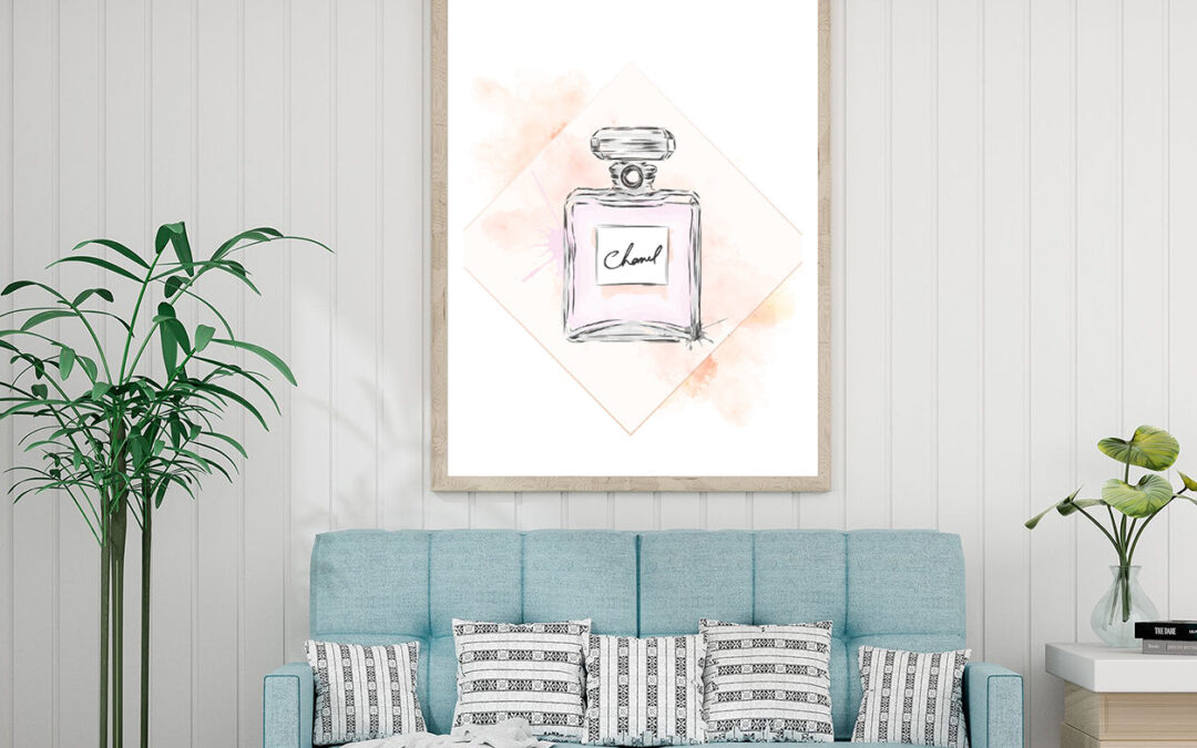 Watercolor Design Perfume Bottle Print 100% Australian Made