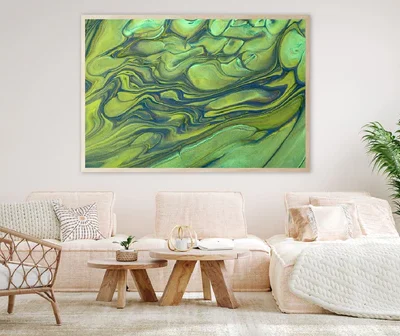 Green & Blue Fluid Abstract Design Home Decor Premium Quality Poster Print Choose Your Sizes