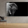 Half Face Elephant B&W Print Tempered Glass Wall Art 100% Made in Australia Ready to Hang - Image 3