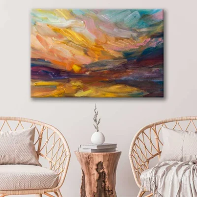 Bella Home Colorful Watercolor Painting Art Print Canvas Ready to hang